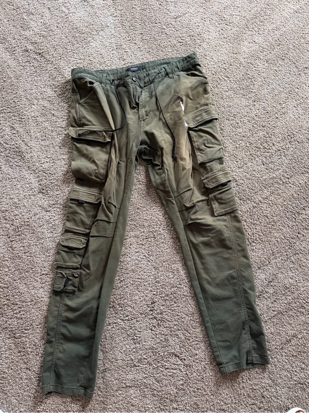 Hudson Jeans Olive Green Cargo Pants with Multiple Utility Pockets